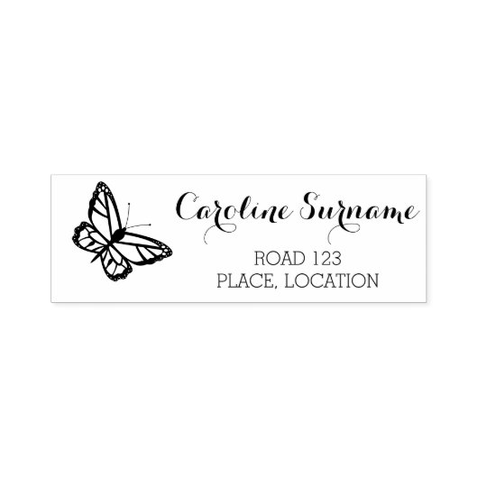 Butterfly met naam en adresgegevens  zelfinktende stempel (Design)