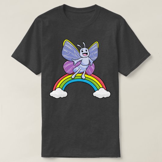 Butterfly met regenboog en wolken t-shirt (Design voorkant)