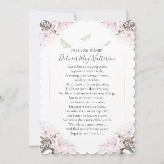 Butterfly met roze flauwsympathie Hartelijk dank Kaart (Achterkant)