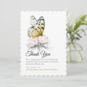 Butterfly met roze flauwsympathie Hartelijk dank Kaart (Staand voorkant)