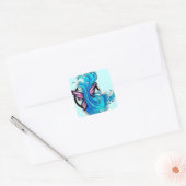 Butterfly met Waves Vierkante Sticker (Envelop)