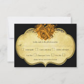 Butterfly Metallic Gold Heart Gold en Black RSVP Kaartje (Voorkant)