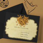 Butterfly Metallic Gold Heart Gold en Black RSVP Kaartje