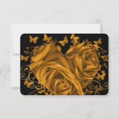 Butterfly Metallic Gold Heart Gold Faux Parchment RSVP Kaartje (Achterkant)