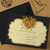 Butterfly Metallic Gold Heart Gold Faux Parchment RSVP Kaartje