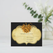 Butterfly Metallic Gold Heart Gold Faux Parchment RSVP Kaartje (Staand voorkant)