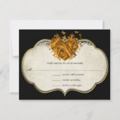 Butterfly Metallic Gold Heart Tan Faux Parchment RSVP Kaartje (Voorkant)