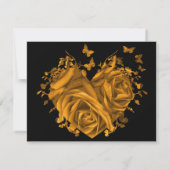 Butterfly Metallic Gold Heart Tan Faux Parchment RSVP Kaartje (Achterkant)