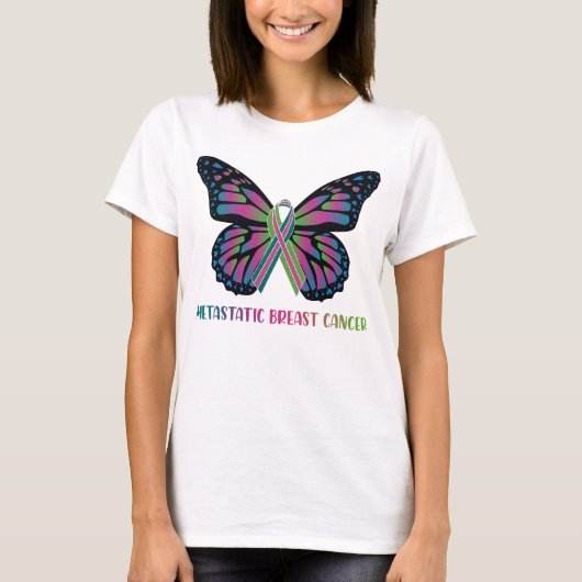 Butterfly Metastatic Breast Cancer Warrior T-shirt (Voorkant)