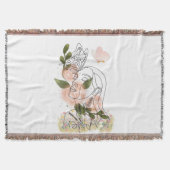 Butterfly Mind – floral line art Deken (Voorkant)