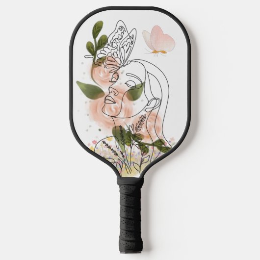 Butterfly Mind – floral line art Pickleball Paddle (Voorkant)