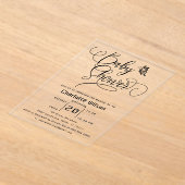 Butterfly Modern Minimal Baby Shower Acryl Uitnodigingen (Laagn)