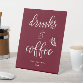 Butterfly Modern Minimal Baby Shower Drinks Reclamebord Met Voetstuk