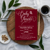 Butterfly Modern Minimal Deep Burgundy Baby Shower Kaart
