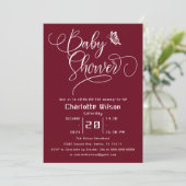 Butterfly Modern Minimal Deep Burgundy Baby Shower Kaart (Staand voorkant)