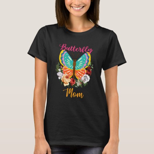 Butterfly Mom Floral Butterfly Bow Tie Lover Mothe T-shirt (Voorkant)