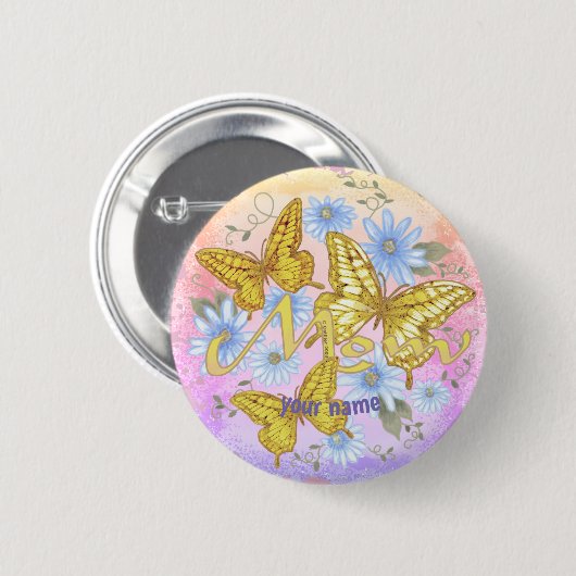 Butterfly Mom op maat Ronde Button 5,7 Cm (Voorkant /achterkant)