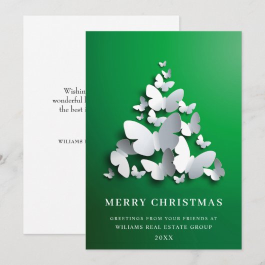 Butterfly Monarch Christmas Corporate Greeting Feestdagenkaart (Voorkant / Achterkant)