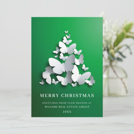 Butterfly Monarch Christmas Corporate Greeting Feestdagenkaart (Staand voorkant)