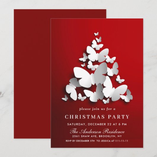 Butterfly Monarch Holiday CHRISTMAS PARTIJ Kaart (Voorkant / Achterkant)