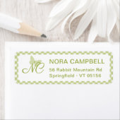 Butterfly Monogram Green Gingham Retouradres Etiket (Insitu)