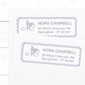 Butterfly Monogram Lavender Gingham Retouradres Etiket