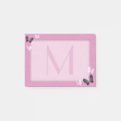 Butterfly Monogram op roze Post-it® Notes (Voorkant)