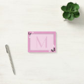Butterfly Monogram op roze Post-it® Notes (Kantoor)