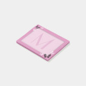 Butterfly Monogram op roze Post-it® Notes (Schuin)