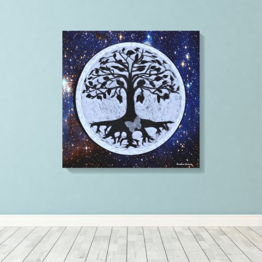 Butterfly Moon Canvas Afdruk (Insitu (Houten vloer))