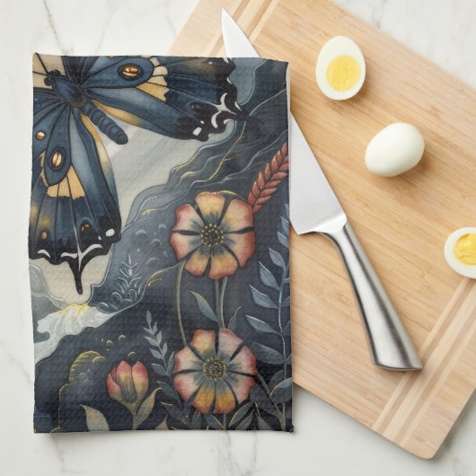 Butterfly & Moon Theedoek (Quarter Fold)