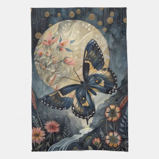 Butterfly & Moon                                 Theedoek (Verticaal)