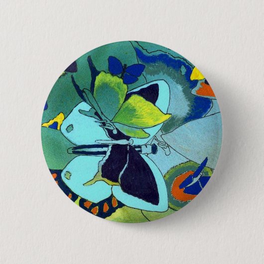 Butterfly Mosaic Gift Ronde Button 5,7 Cm (Voorkant)