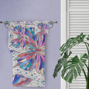 Butterfly Mosaic Pattern - pastels Bad Handdoek