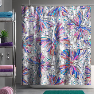 Butterfly Mosaic Pattern - pastels Douchegordijn