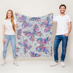 Butterfly Mosaic Pattern - pastels Fleece Deken
