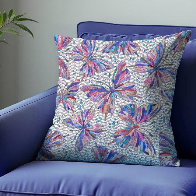 Butterfly Mosaic Pattern - pastels Kussen (Creator heeft geüpload)