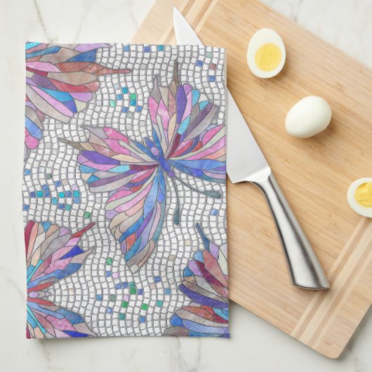 Butterfly Mosaic Pattern - pastels Theedoek (Quarter Fold)