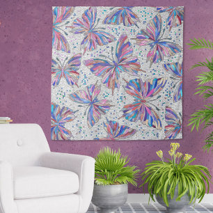 Butterfly Mosaic Pattern - pastels Wandkleed