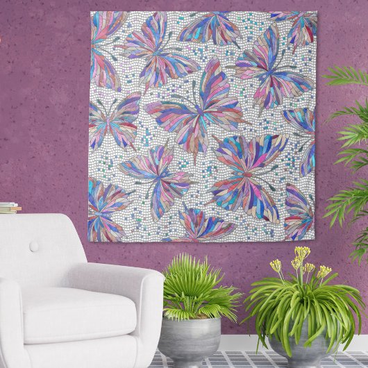 Butterfly Mosaic Pattern - pastels Wandkleed