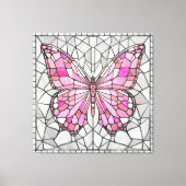Butterfly Mosaic - Sprookje Roze en grijs Canvas Afdruk (Voorkant)