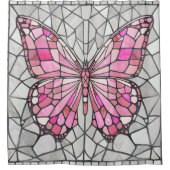 Butterfly Mosaic - Sprookje Roze en grijs Douchegordijn (Voorkant)