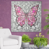 Butterfly Mosaic - Sprookje Roze en grijs Wandkleed