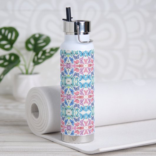 Butterfly Mosaic Water Bottle Waterfles (Yoga (Gedraaid)  )