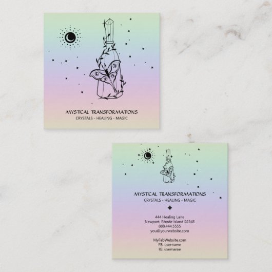 *~* Butterfly Moth Magic Boho Potion Rainbow Vierkante Visitekaartje (Voorkant / Achterkant)
