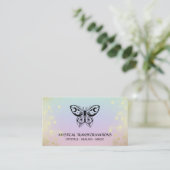 *~* Butterfly Moth Magic Boho Rainbow Pastel Visitekaartje (Staand voorkant)