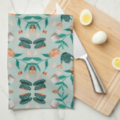 Butterfly motifs on a light background theedoek (Quarter Fold)