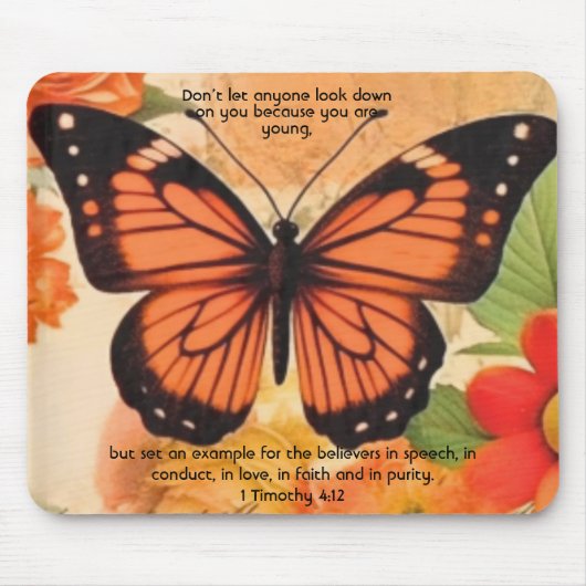 Butterfly Mouse Pad 1 Timothy 4:12 Muismat (Voorkant)