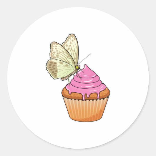 Butterfly Muffin Ronde Sticker (Voorkant)