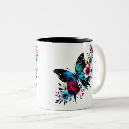 Butterfly mug tweekleurige koffiemok (Voorkant rechts)